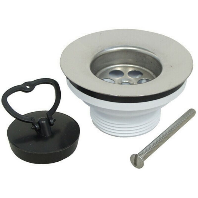 foto del prodotto schl fer 439701 piletta di scarico per lavabo bagno e cucina, diametro 63mm, piletta click clack lavandino, con cestello in acciaio inox e tappo in
