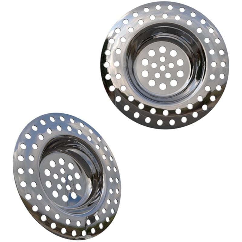 foto del prodotto schläfer 4397011 filtro per lavandino cucina, scarico lavello fermarifiuti, cestello piletta, colino in acciaio inox, diametro esterno 70mm (1"" 1/2""), confezione da 2 pezzi