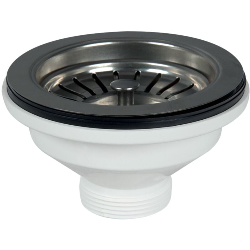 foto del prodotto schl fer 439727 piletta di scarico per lavabo bagno tipo basket in pvd nero, senza troppo pieno, con attacco da 1 1 2 e foro da 90mm, pilettone 