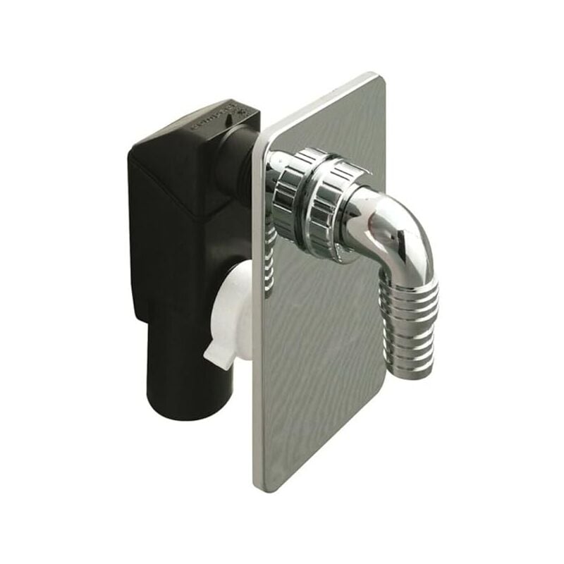 foto del prodotto schl fer 655855 sifone incasso per lavatrice 40mm in pp con piastra inox cromata e pipetta in plastica, sifone universale per lavastoviglie,