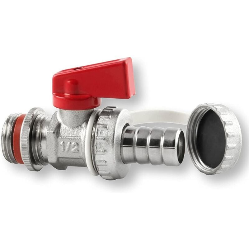 immagine 0 del prodotto schl fer 704412 rubinetto valvola a sfera per scarico caldaia hs 1 2 con portagomma e tappo, autosigillante ottone cromo satinato leva in alluminio