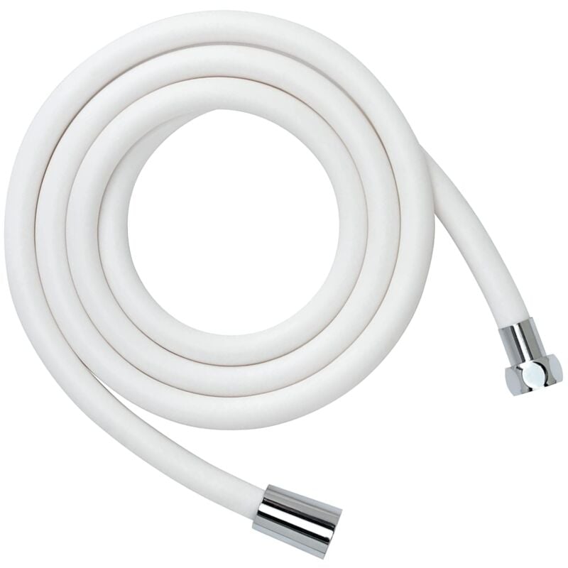 foto del prodotto schl fer 805490 tubo flessibile per doccia universale in silicone multistrato bianco, lunghezza 150cm, attacco standard 1 2 con connessioni in