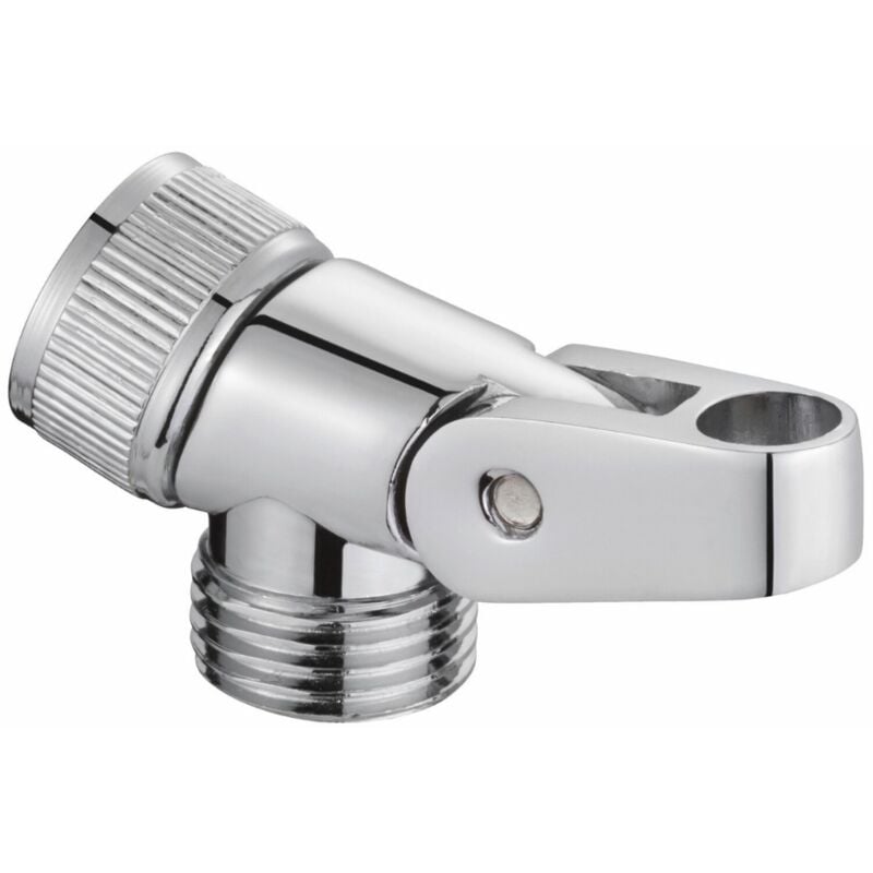 foto del prodotto schl fer 8122013 supporto doccia con attacco, porta doccia con filettatura esterna e interna 1 2 , ghiera girevole con foro per gancio da 10 mm
