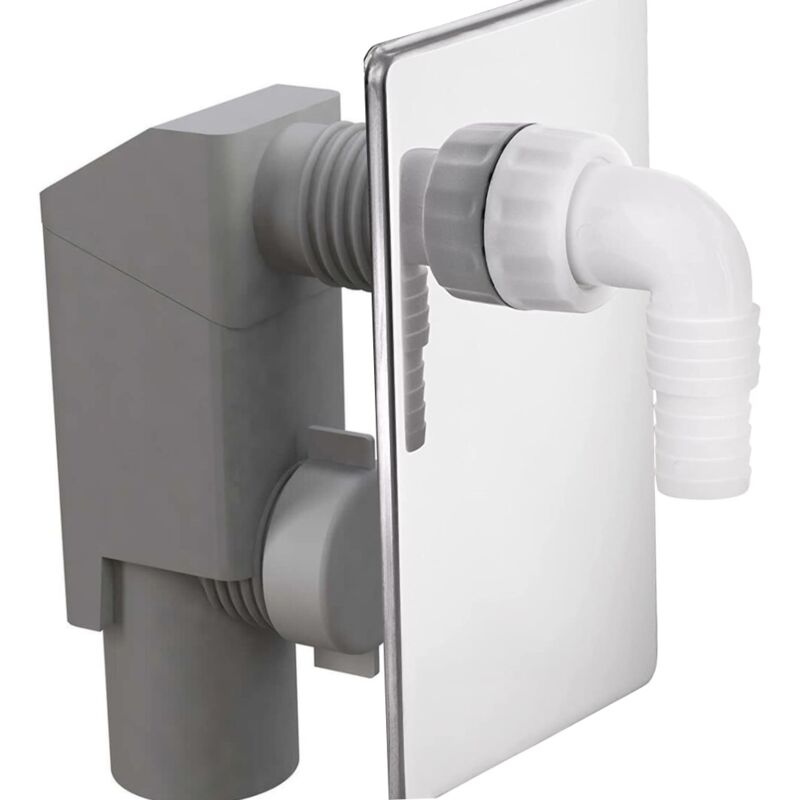 foto del prodotto schl fer sifone da incasso per lavatrice 655852, scarico 40mm in pvc, con placca di copertura cromata, compatibile con lavastoviglie, raccordo
