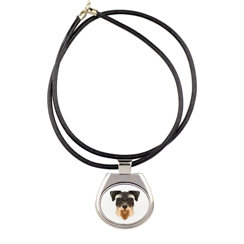 foto del prodotto schnauzer, schnauzer - collana con foto e scritta geometrica di art-dog