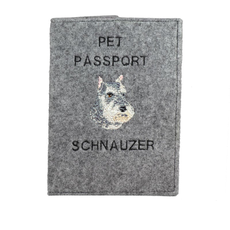 foto del prodotto schnauzer, schnauzer i portapassaporto per cani, portadocumenti, regalo per viaggiatori di art dog