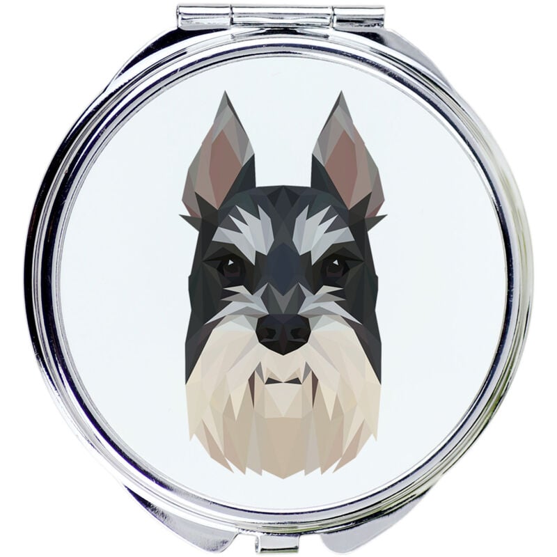 foto del prodotto schnauzer, schnauzer i specchio con foto e scritta geometrica di art dog