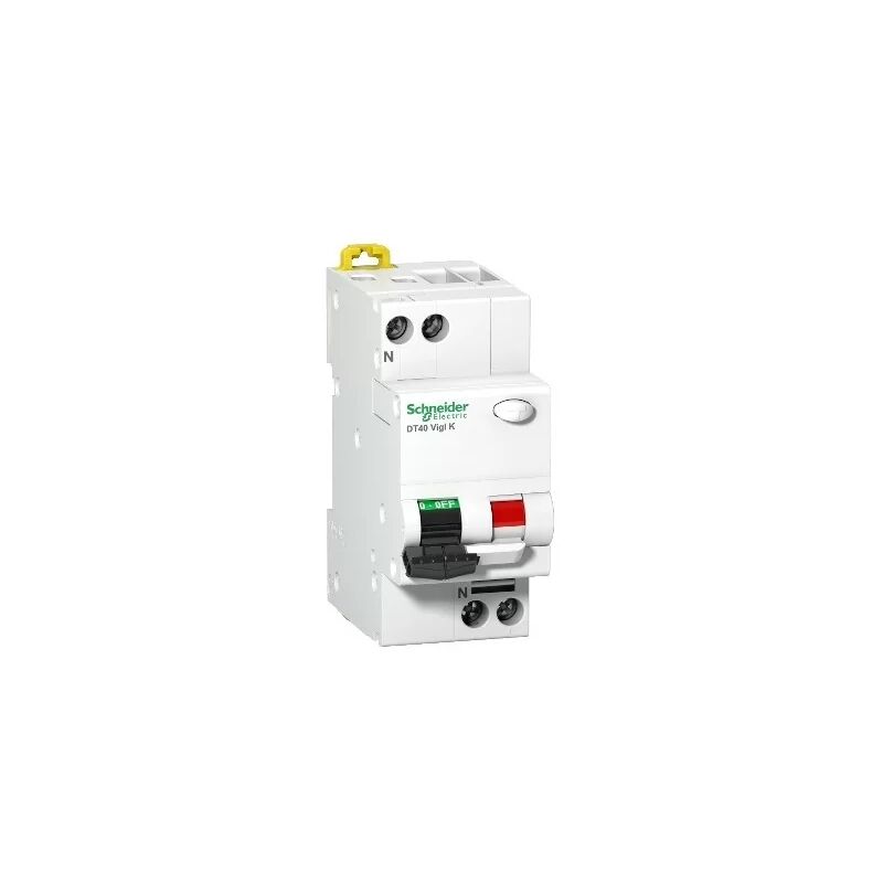 foto del prodotto schneider a9n21207 prodis dt40 vigi k interruttore differenziale 4,5ka 1p n curva c 10a tipo ac 300ma