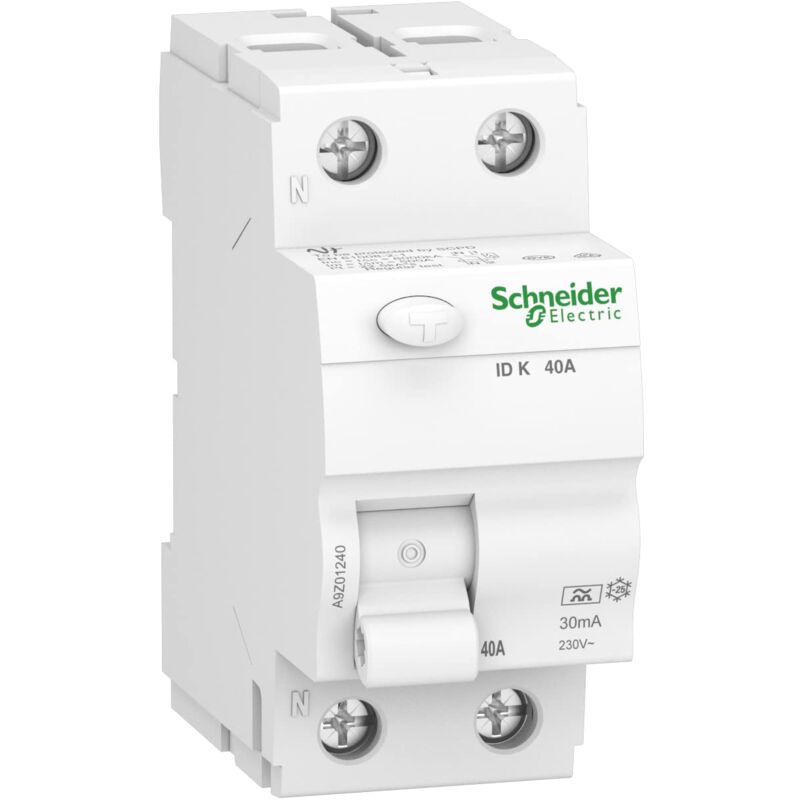 foto del prodotto schneider electric a9z01240 interruttore differenziale id k, 2p, 40a, 30 ma, tipo a, bianco, 40 ampere