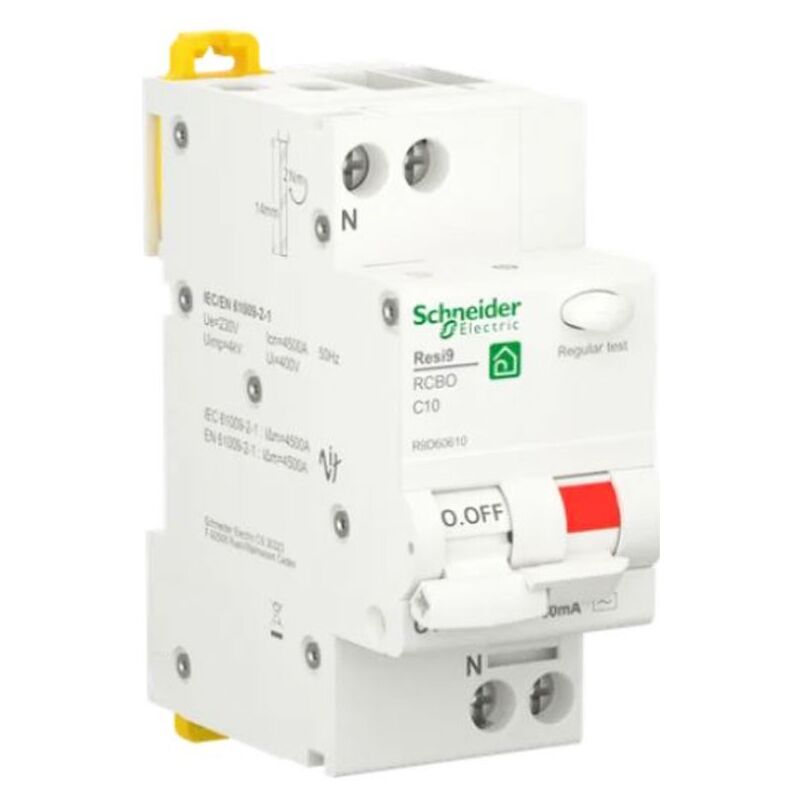 foto del prodotto schneider electric - magnetotermico differenziale schneider 10a 1p n 4,5ka 30ma ac curva c 2m r9d60610