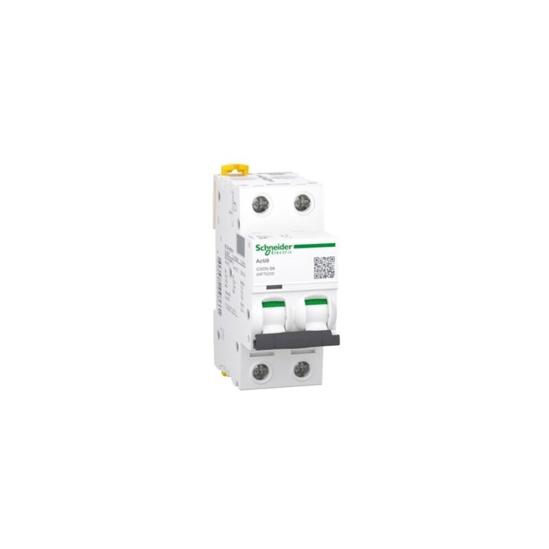 foto del prodotto schneider electric schneider a9f76206 acti9 ic60n interruttore 2p 6a curva b 230vac 6000a 10ka