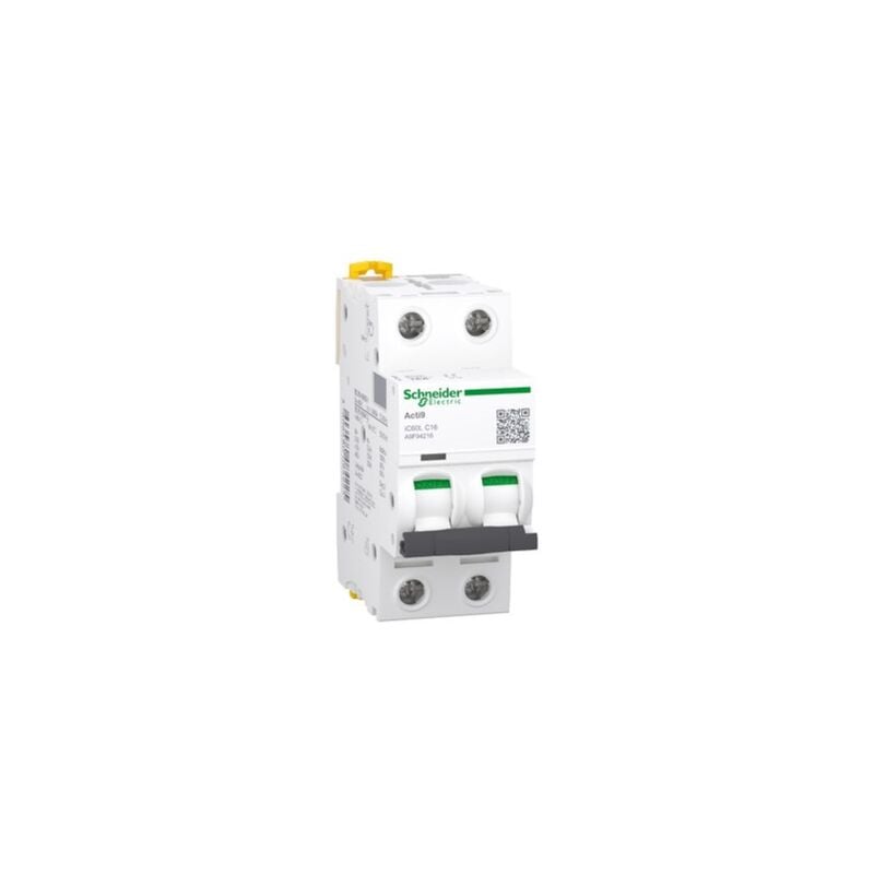 foto del prodotto schneider electric schneider a9f94216 acti9 ic60l interruttore automatico 2p 16a curva c 400vac 15000a 25ka