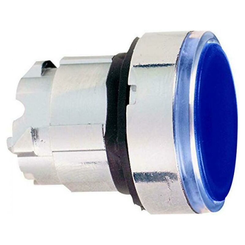foto del prodotto schneider electric schneider pulsante luminoso azzurro a filo ghiera solo testa con gemma zb4bw36
