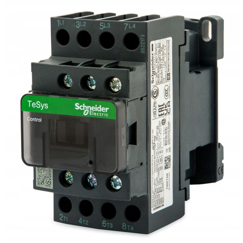 foto del prodotto schneider electric tesys d contattore tripolare, ac3 38a, contatti punti. na nc, bobina 110v ac 50 60hz, morsetti a vite