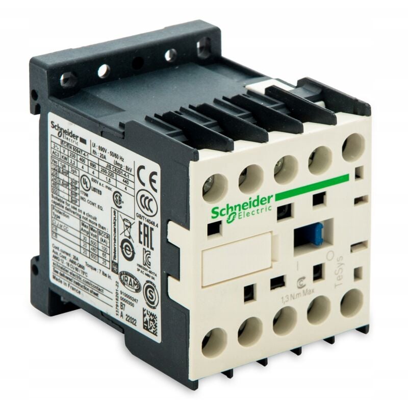 foto del prodotto schneider electric tesys k contattore tripolare, ac3 6a, punto di contatto na, bobina 230v ac 50 60hz, morsetti a vite
