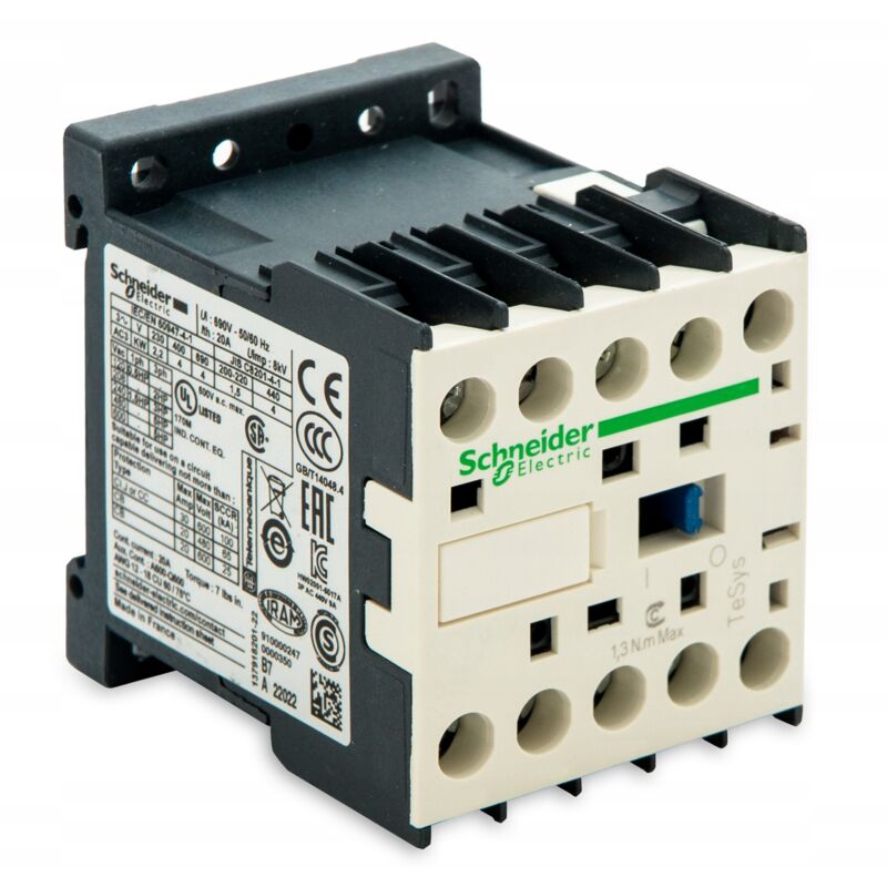 foto del prodotto schneider electric tesys k contattore tripolare, ac3 9a, punto di contatto na, bobina 24v ac 50 60hz, morsetti a vite