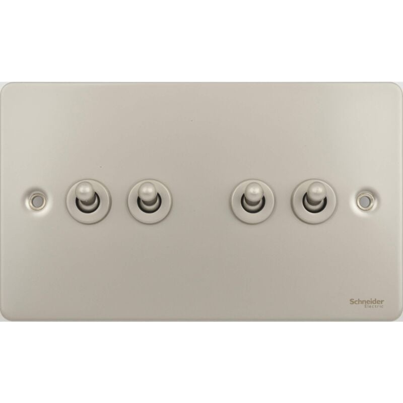 foto del prodotto schneider electric ultimate flat plate interruttore a 2 vie, 16ax, gu1242tpn, nichel perlato