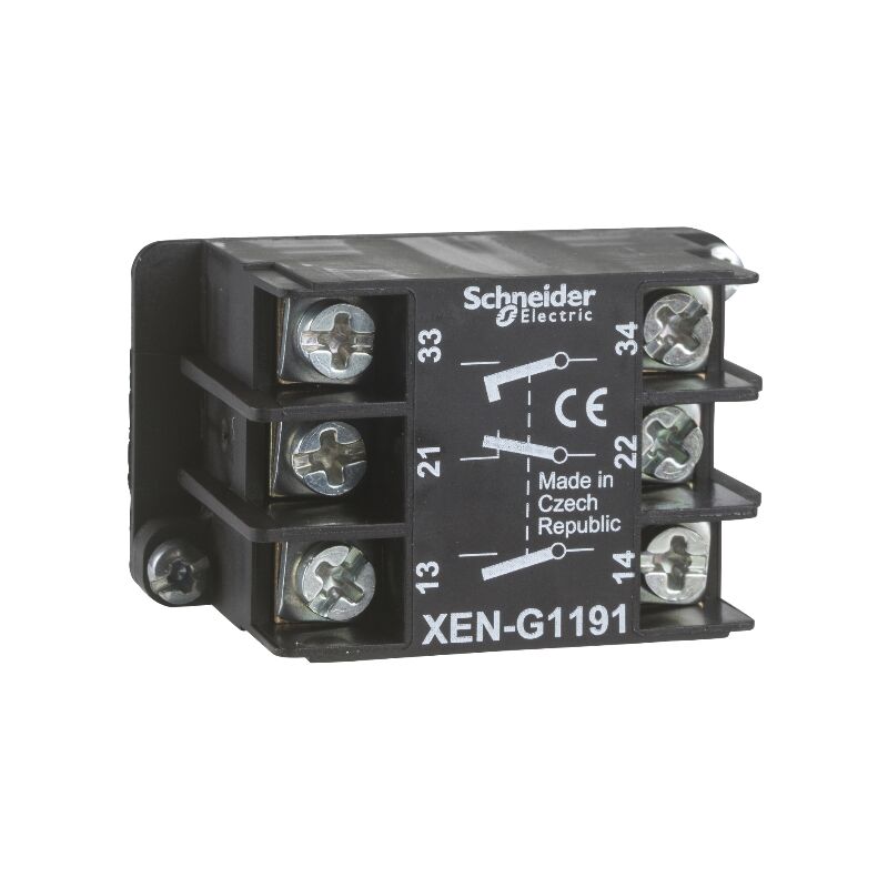 foto del prodotto schneider electric xeng1191 xeng1191 contatto ausiliario 1 nc, 2 na 1 pz.