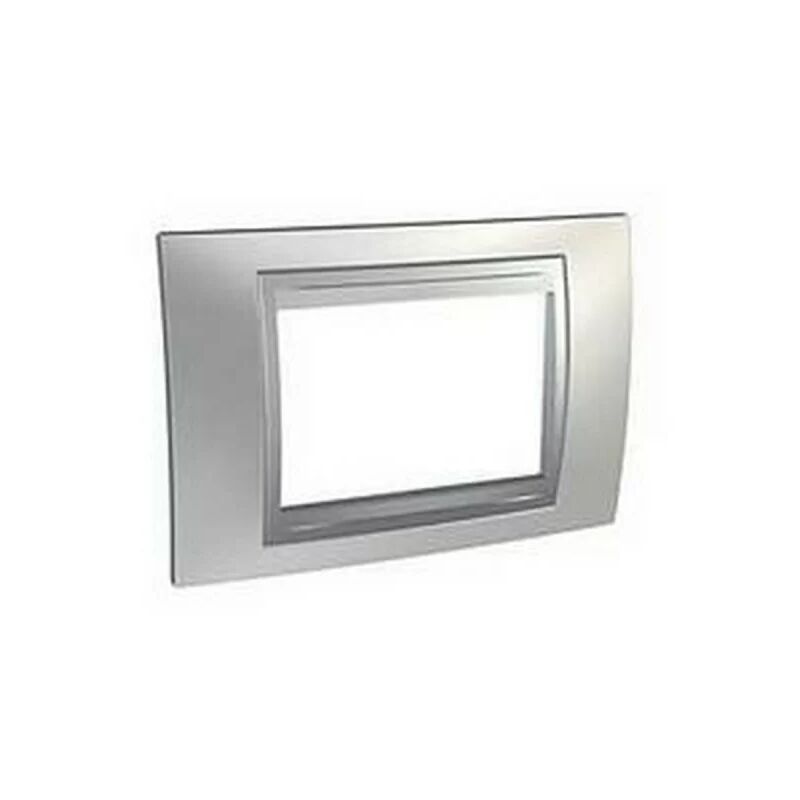 foto del prodotto schneider mgu66.103.038 unica top chrome satin liser alu plaque de finition 3 modules horizontal