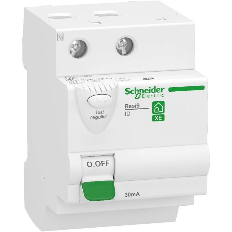 foto del prodotto schneider r9erd263 resi9 xe interruttore differenziale 2p 63a 30ma tipo ac 3 moduli plug in
