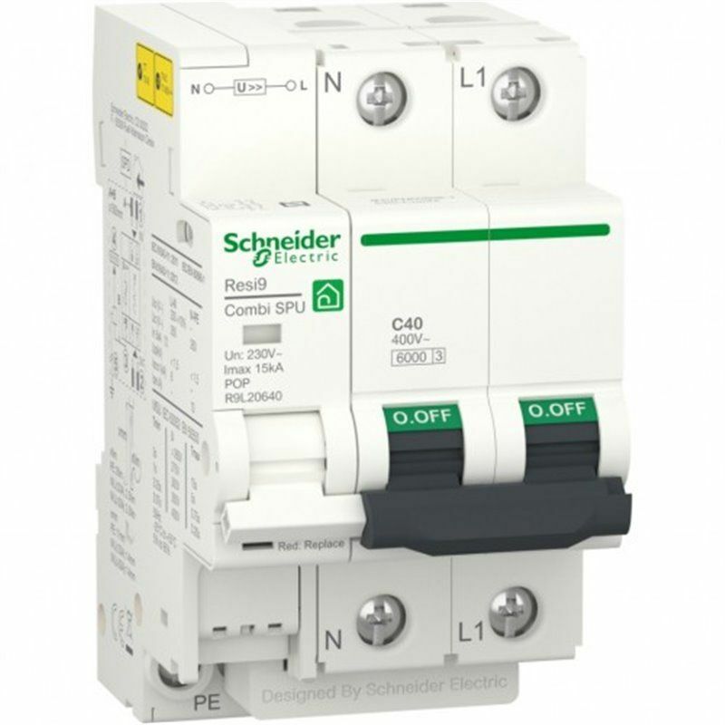foto del prodotto schneider r9l20640 limitatore di sovratensione transitorio e permanente combi spu 1p n 40a resi9
