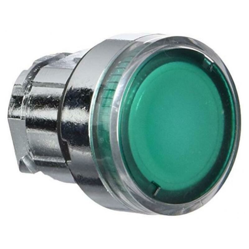foto del prodotto schneider testa pulsante luminoso a ghiera testa con gemma liscia verde zb4bw33