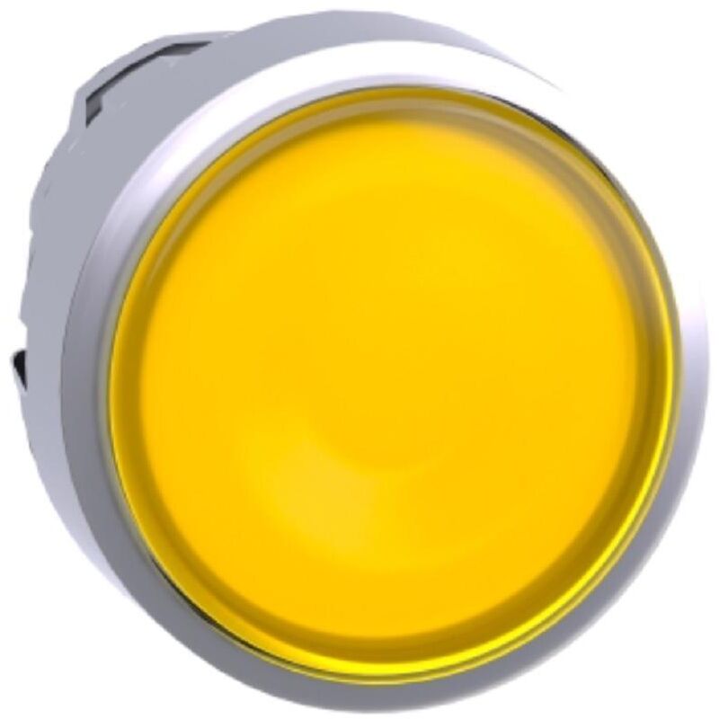 foto del prodotto schneider testa pulsante luminoso giallo led ghiera in metallo zb5aw353