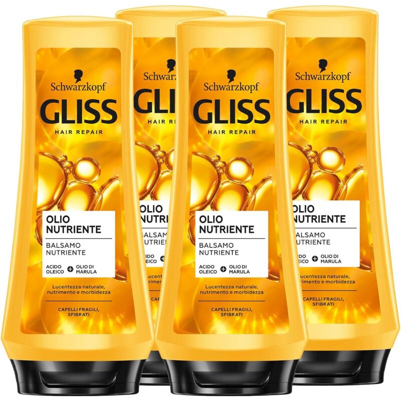 foto del prodotto schwarzkopf set 4 gliss olio balsamo nutriente 200 ml per capelli fragili e sfibrati