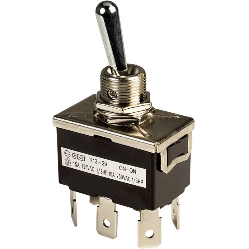 foto del prodotto sci r13 29b r13 29b interruttore a levetta 250 v ac 10 a 2 x on on permanente 1 pz.