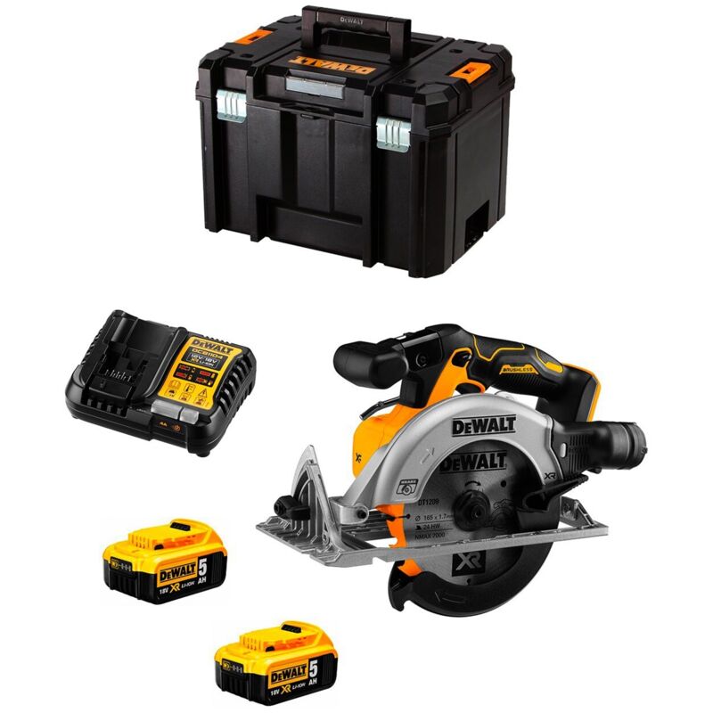 foto del prodotto scie circulaire dewalt dcs565p2t 2 x 5,0 ah dcb1104 tstak vi