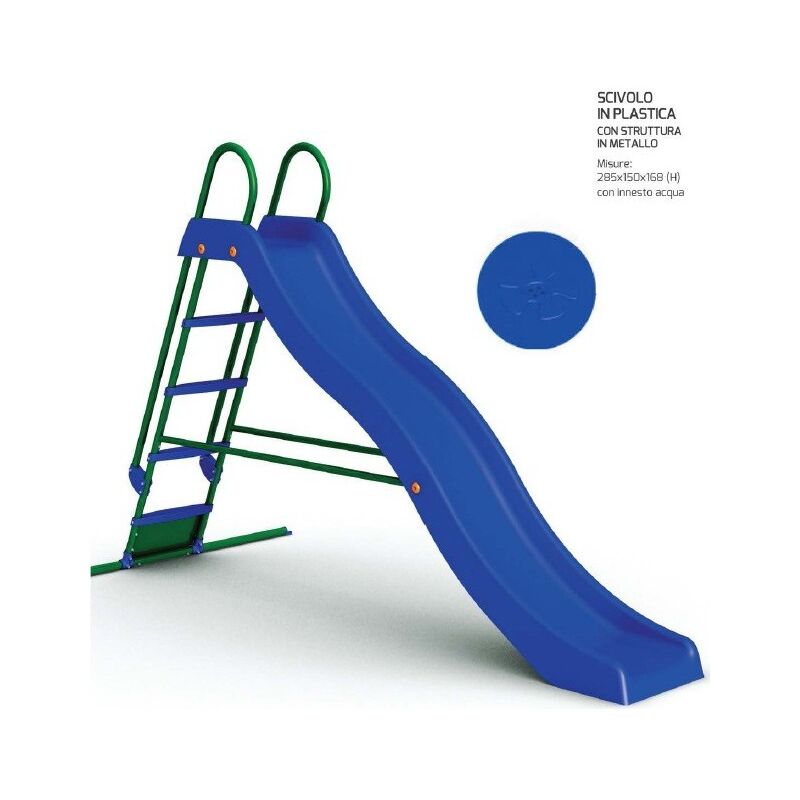 foto del prodotto scivolo da giardino 285 cm per bambini in plastica scaletta bimbi grande acqua