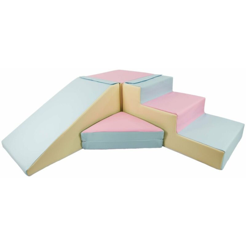 foto del prodotto scivolo in schiuma alto 40 cm rosa, blu, giallo pastello 