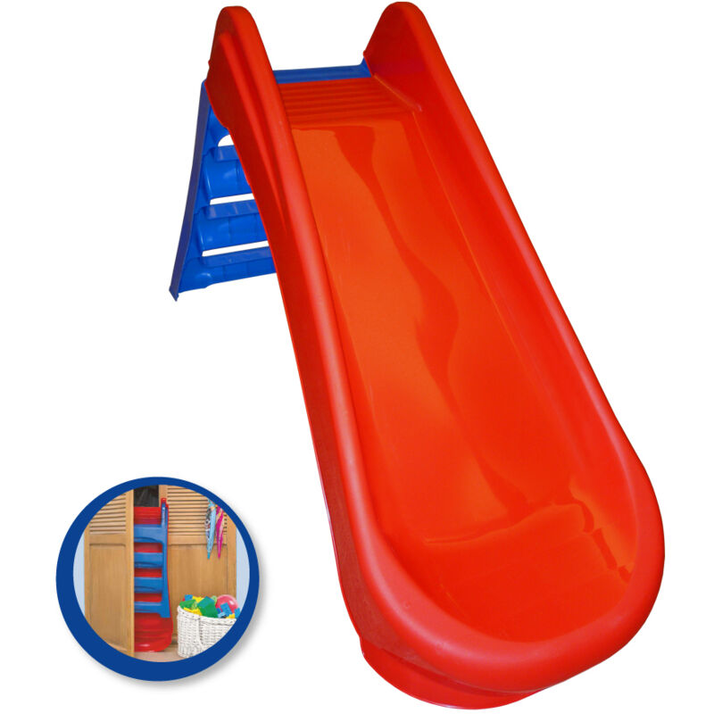 foto del prodotto scivolo per bambini 130x47x72 cm pieghevole in plastica rosso e blu