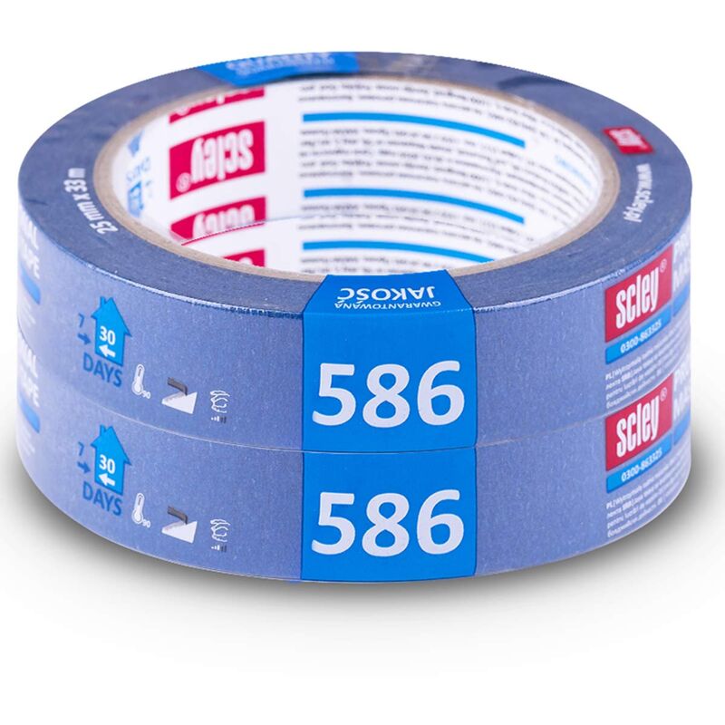 foto del prodotto scley nastro per mascheratura, larghezza nastro di crepa 25mm, lunghezza 33m, 2 pezzi di nastro da pittore, blu, nastro in carta per mascheratura
