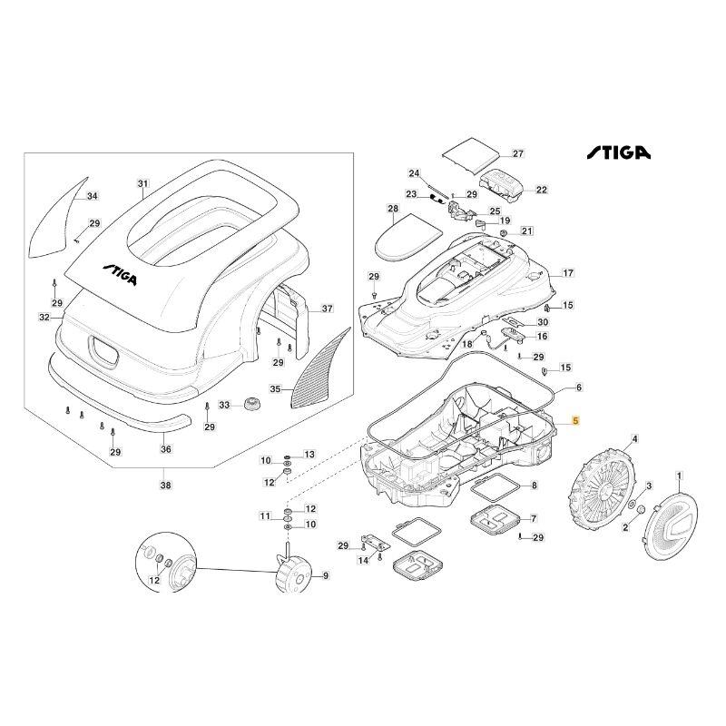 foto del prodotto scocca inferiore robot tagliaerba modelli a3000 originale stiga 322110180 0