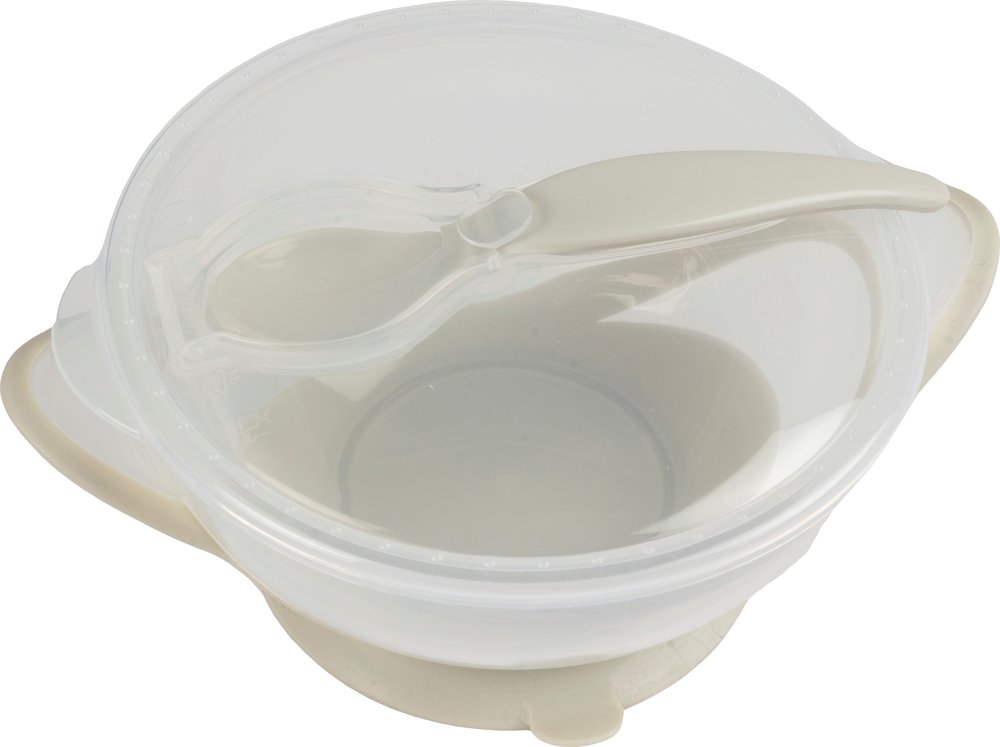 foto del prodotto scodella poupy con coperchio e cucchiaino per microonde per bambini.