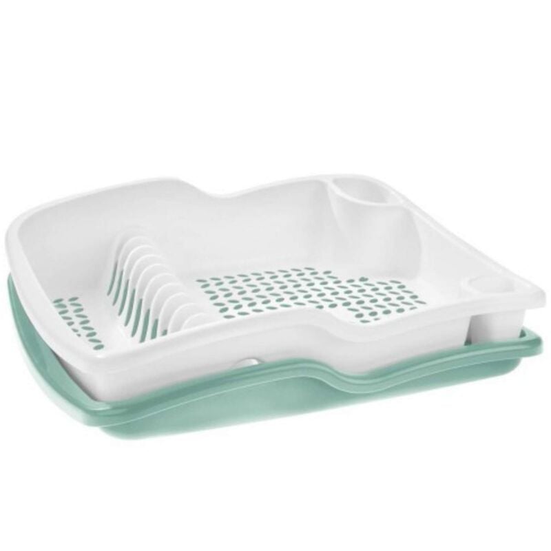 foto del prodotto scolapiatti brio con vassoio salvagocce bianco salvia 6227 39,8x12x48 cm