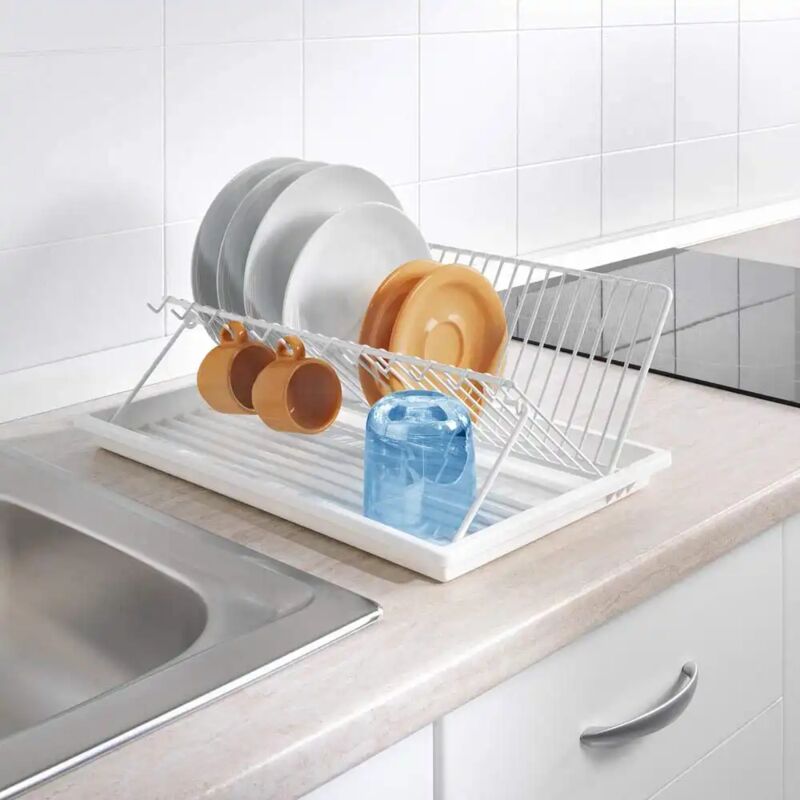 immagine 0 del prodotto scolapiatti colapiatti pieghevole per la cucina con vassoio salvagoccia metallo