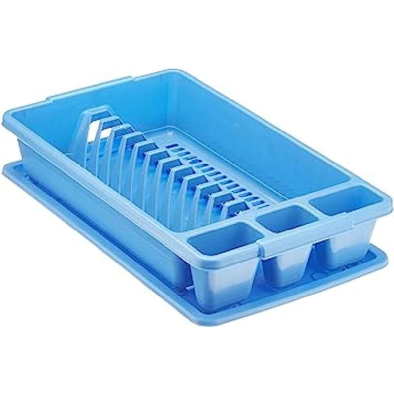 foto del prodotto scolapiatti con vassoio azzurro 45x26xh8.5 cm