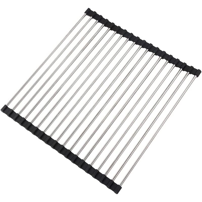 foto del prodotto scolapiatti da cucina, scolapiatti pieghevole, scolapiatti da cucina in acciaio inox, scolapiatti da banco per lavello, tappetino scolapiatti, 43 x