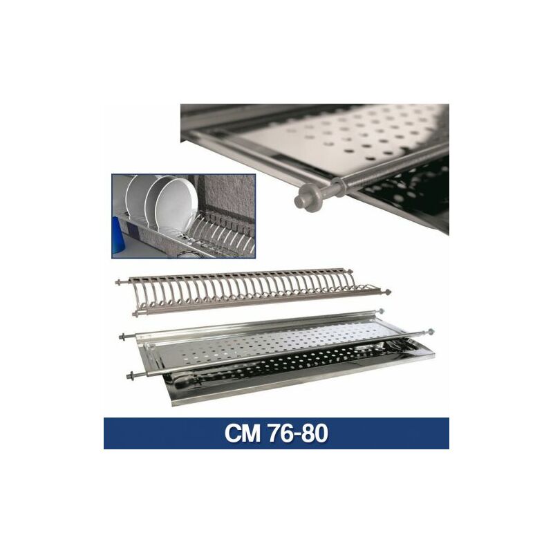 foto del prodotto scolapiatti incasso acciaio inox colapiatti base vaschetta raccogli gocce 24222v cm 76 80 25358 