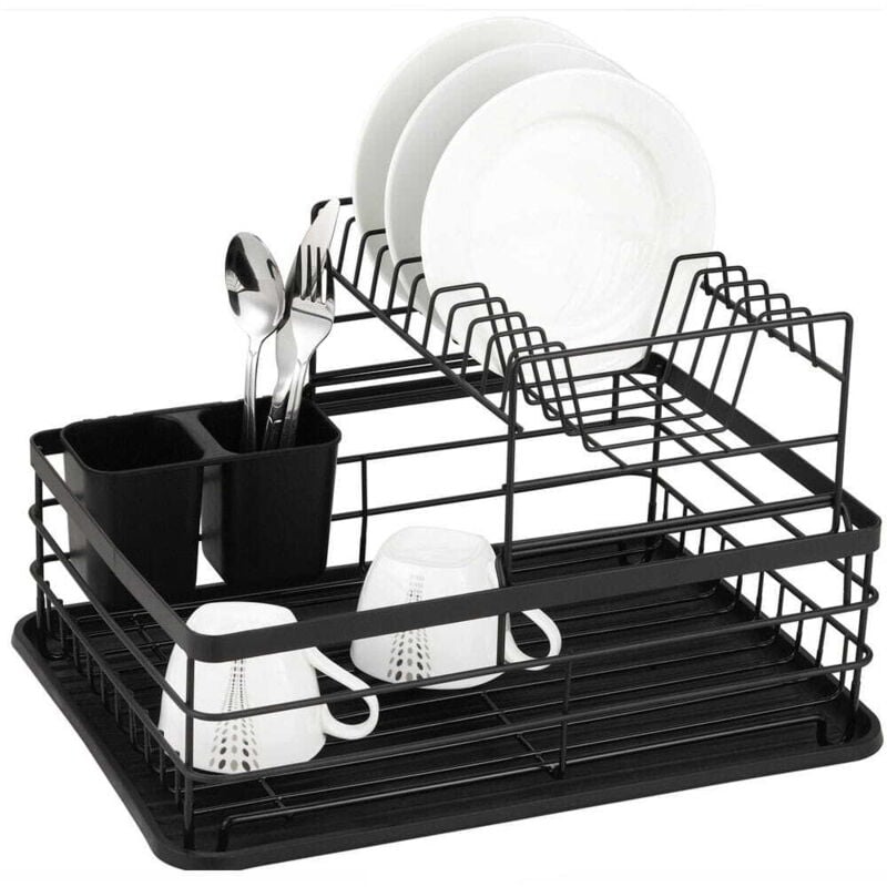 foto del prodotto scolapiatti nero a due livelli 43x32x27cm kinghoff kh-1716