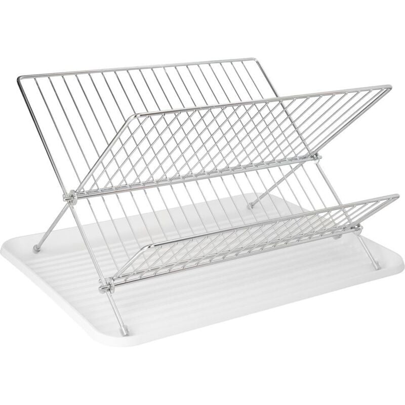 foto del prodotto scolapiatti pieghevole a 2 livelli con vassoio