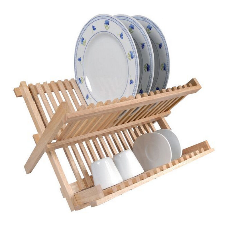 foto del prodotto scolapiatti pieghevole in legno 69043410080 metaltex