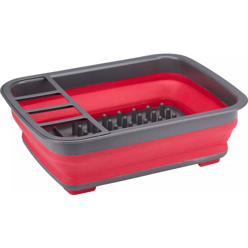 foto del prodotto scolapiatti pieghevole in silicone con scomparto per posate 36x31x12cm