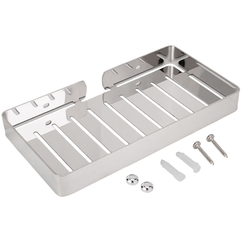 foto del prodotto scolapiatti portasapone in acciaio inox a parete per cucina bagno argento 