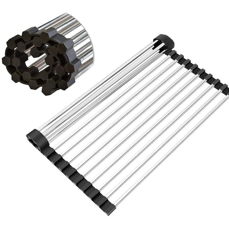 foto del prodotto scolapiatti ribaltabile per lavello da cucina scolapiatti portatile scolapiatti pieghevole scolapiatti in acciaio inossidabile 16,9 x 11,8