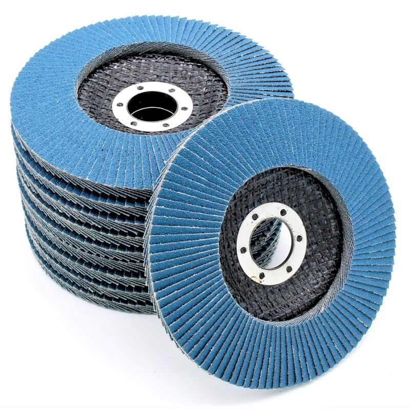 foto del prodotto scomparti per dischi blu 10 pezzi 125 mm grana 120 acciaio inossidabile dischi abrasivi dischi lamellari bebusingoto
