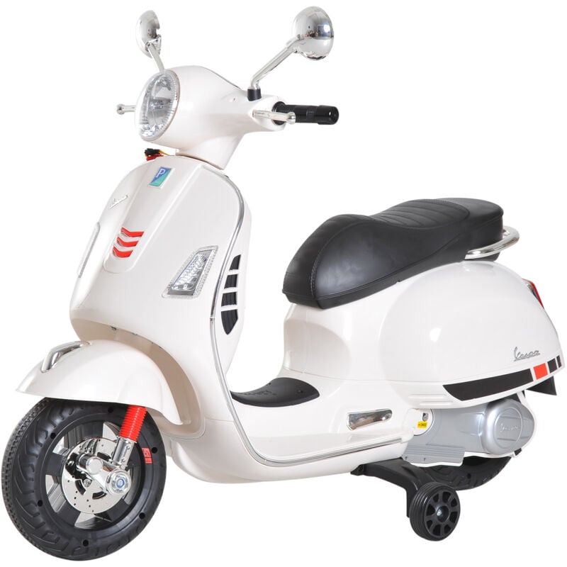 foto del prodotto scooter elettrico per bambini 3 6 anni vespa 6v con suoni e luci bianco homcom