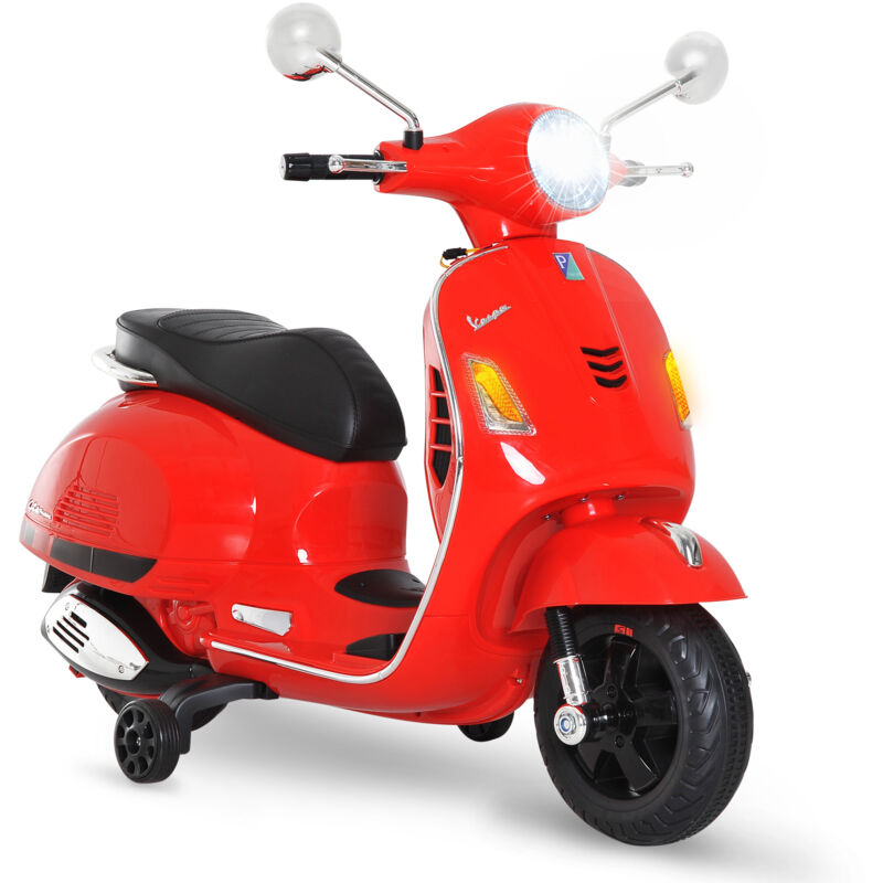 foto del prodotto scooter elettrico per bambini 3 6 anni vespa 6v con suoni e luci rosso homcom